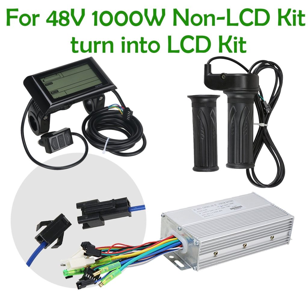 Voilamart Electric Bicycle Conversion Kit for None Speed displaying Type Change to LCD Display (48V 1000w Twist Throttle)