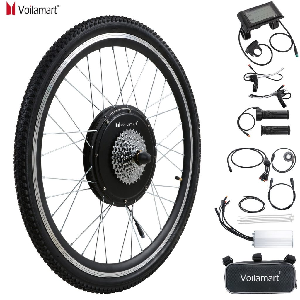 Voilamart 48V 1500W 26IN 9Speed Rear Cassette Hub Motor Wheel wuth LCD Meter Electric Bicycle Bike Conversion Kit