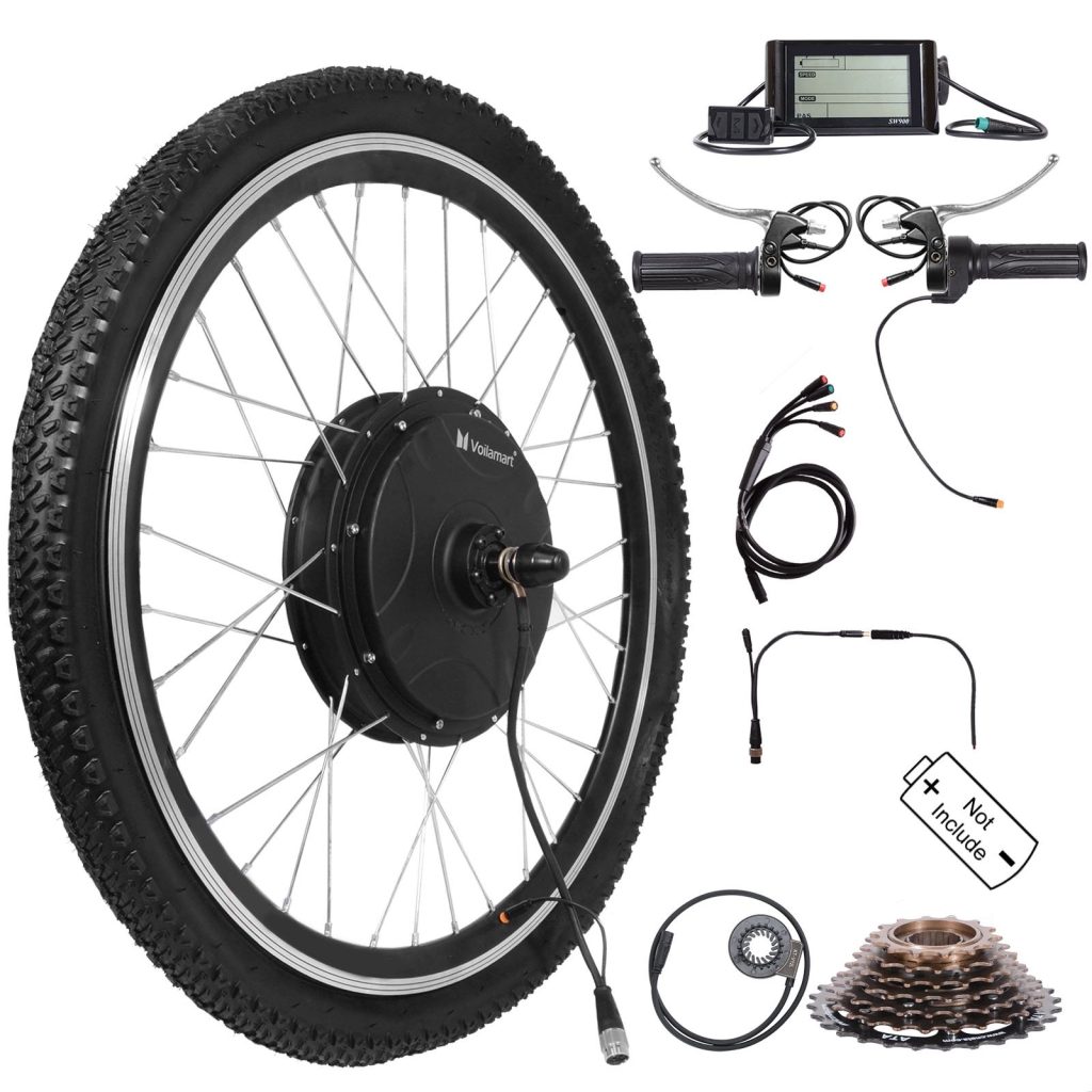 Voilamart 24IN Rear Wheel Electric Bicycle Conversion Kit, 48V 1500W E-bike Motor Kit LCD Display, Built-In Programmable Controller PAS System, 750W Power Limited Road Bike