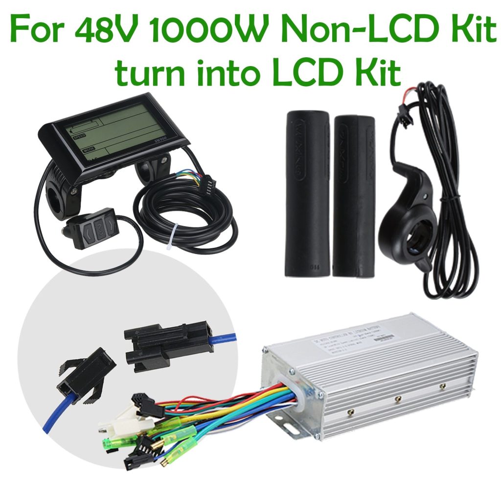 Voilamart Electric Bicycle Conversion Kit for None Speed displaying Type Change to LCD Display (48V 1000w Thumb Throttle)