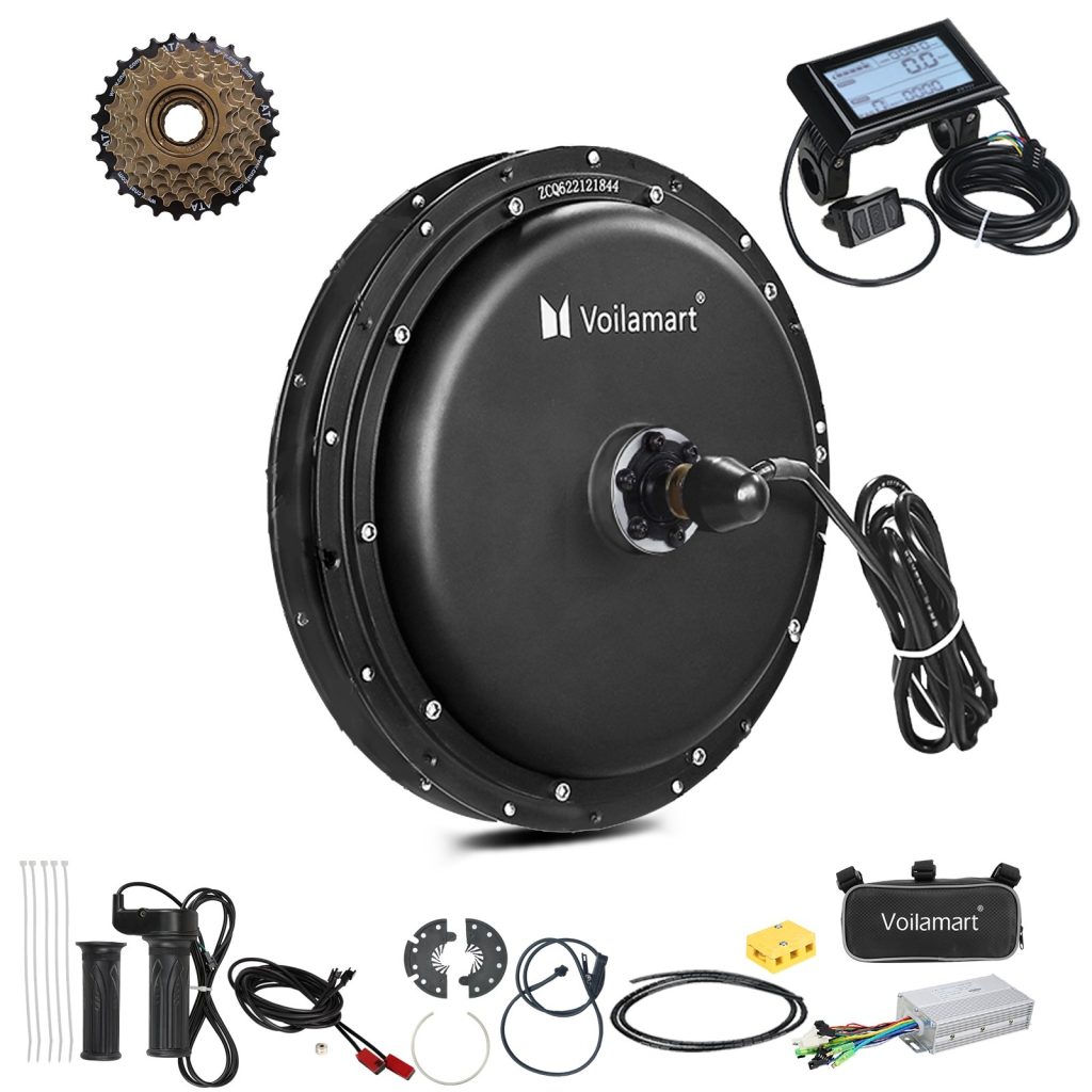 Voilamart 48V 1500W Rear 135mm Dropout 36 Hole Hub Motor Kit for Turn Pedal Bicycle Into Ebike with SW900 LCD