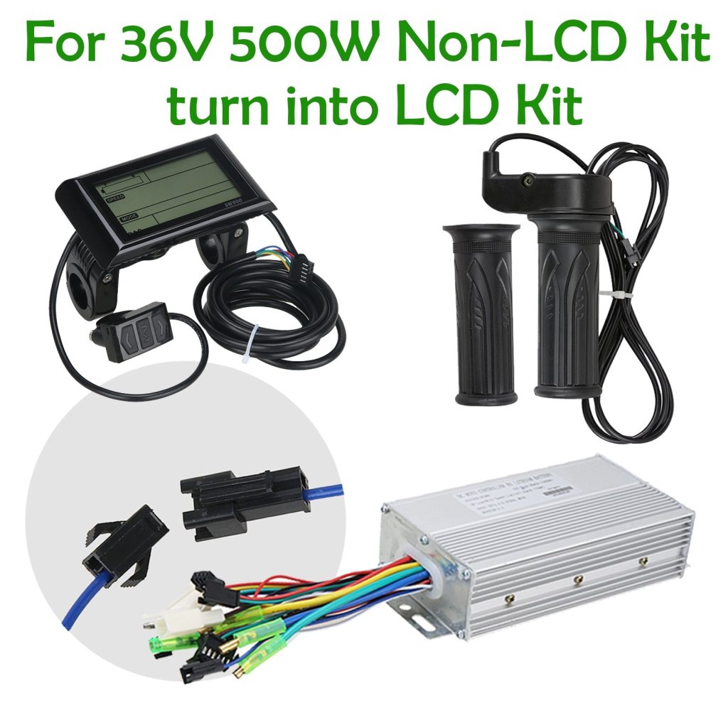 Voilamart Electric Bicycle Conversion Kit for None Speed displaying Type Change to LCD Display (36V 500w Twist Throttle)