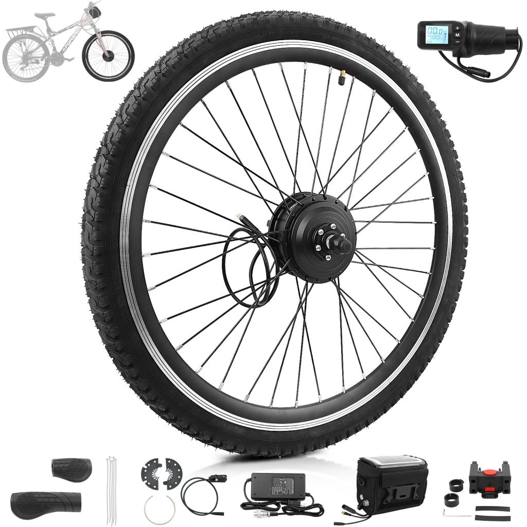 Voilamart 36V 26IN Electric Bicycle Front Hub Motor Wheel Conversion Kit \w Battery Pack for Turn Pedal Bike into Ebike