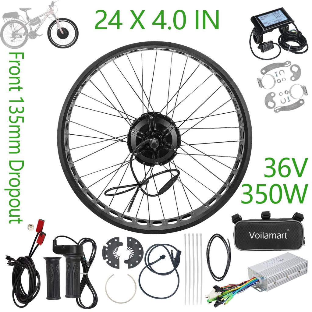 24 X 4.0 IN  36 Volt 350 Watt Front 135MM Hub Motor Wheel Kit