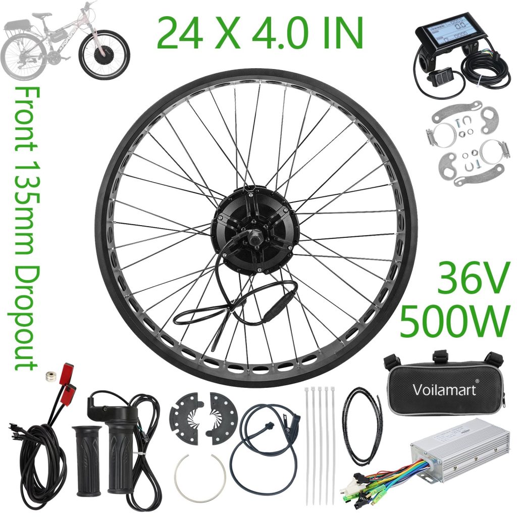 24 X 4.0 IN  36 Volt 500 Watt Front 135MM Hub Motor Wheel Kit