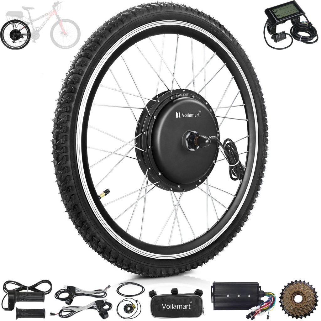Voilamart 27.5IN (27er) Electric Bicycle Rear 135mm Hub Motor Wheel Conversion Kit 48V 1500W LCD Ebike Conversion Kit for Turn Pedal Bike into Ebike