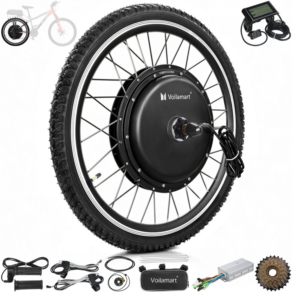 Voilamart 20" 48V 1000W Electric Bicycle Rear Wheel Conversion Kit Speed Hub Motor LCD Meter
