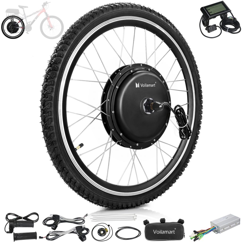 Voilamart 24" 1000W Rear Electric Bicycle Motor Conversion Kit EBike Wheel LCD