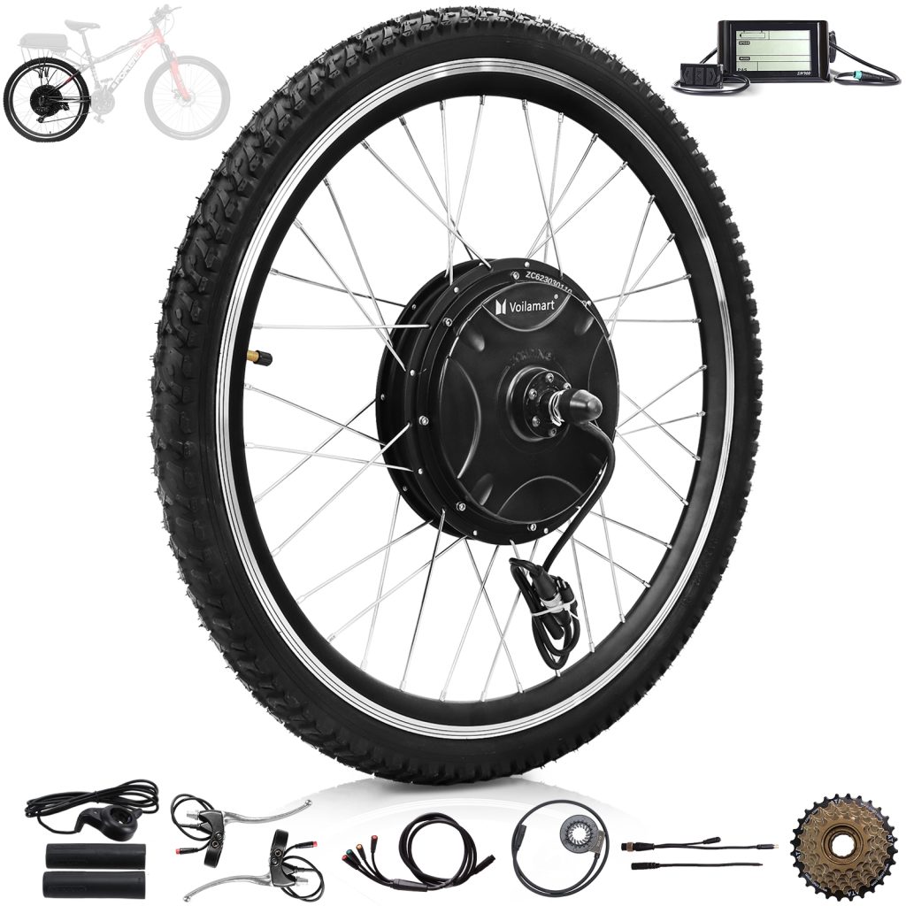 Voilamart 29" Waterproof Ebike Rear Wheel LCD Electric Bike Motor Conversion Kit (Thumb Throttle)