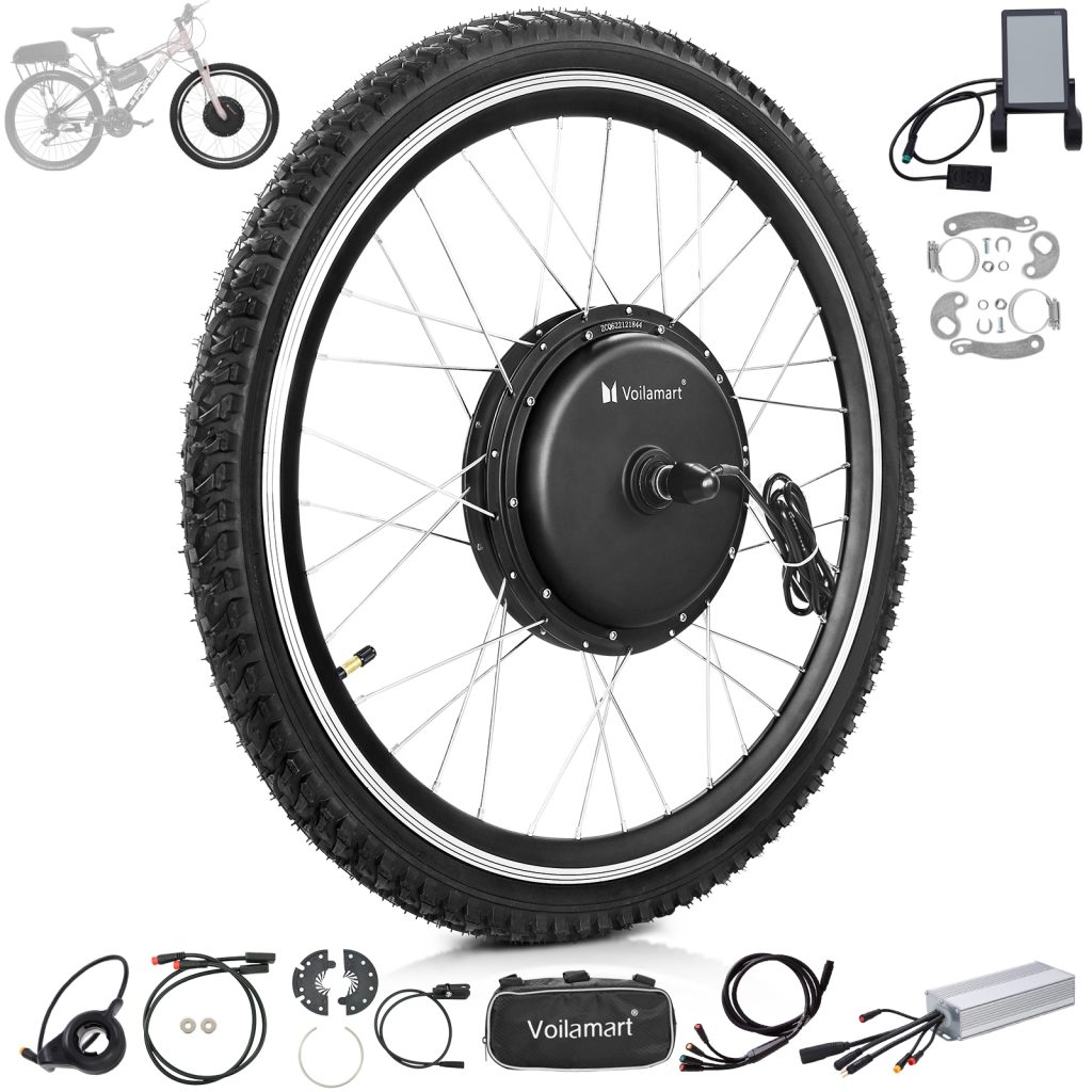 Voilamart Pro 26" 48V 1200W Waterproof Electric Bicycle Conversion Kit Front Wheel with LCD