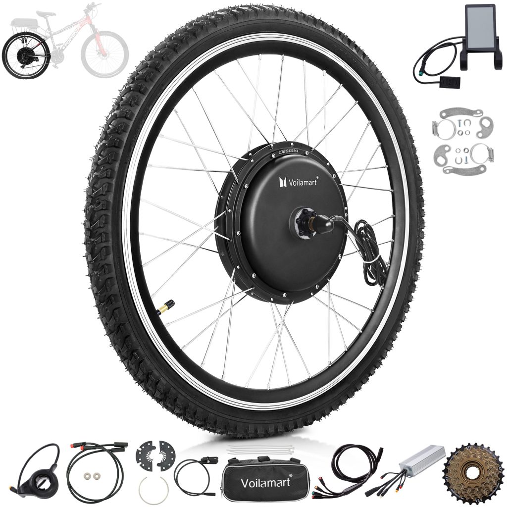 Voilamart Pro 26" 48V 1500W Waterproof Electric Bike Bicycle Conversion Kit Rear Wheel with LCD