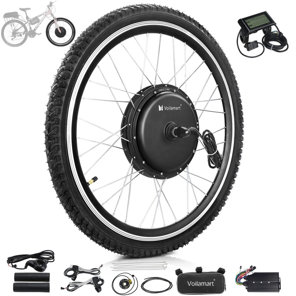 Voilamart 2000W 27.5" Electric Bicycle Conversion Kit Ebike Motor Cycling Hub Front Wheel with LCD Display (Thumb Throttle)