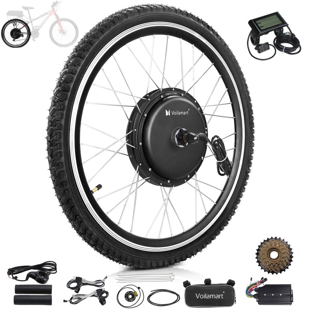 Voilamart 2000W 27.5" Electric Bicycle Conversion Kit Ebike Motor Cycling Hub Rear Wheel with LCD (Thumb Throttle)