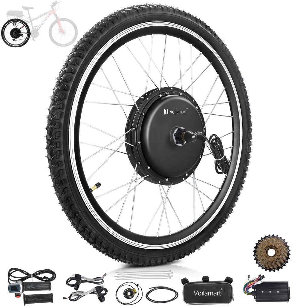 Voilamart 2000W 27.5" Electric Bicycle Conversion Kit Ebike Motor Cycling Hub Rear Wheel (Twist Throttle)