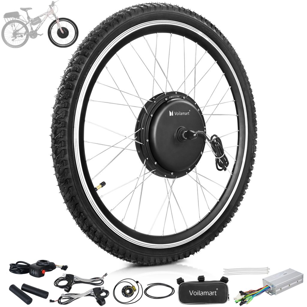 Voilamart 48V 1000W 29" Electric Bicycle Conversion Kit Ebike Motor Cycling Hub Front Wheel (Thumb Throttle)