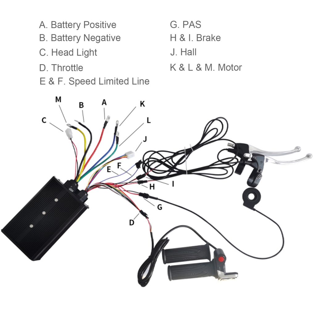 Voilamart 2000W 48V 45A Electric Bicycle Controller Kit for None LCD Ebike Conversion Kit