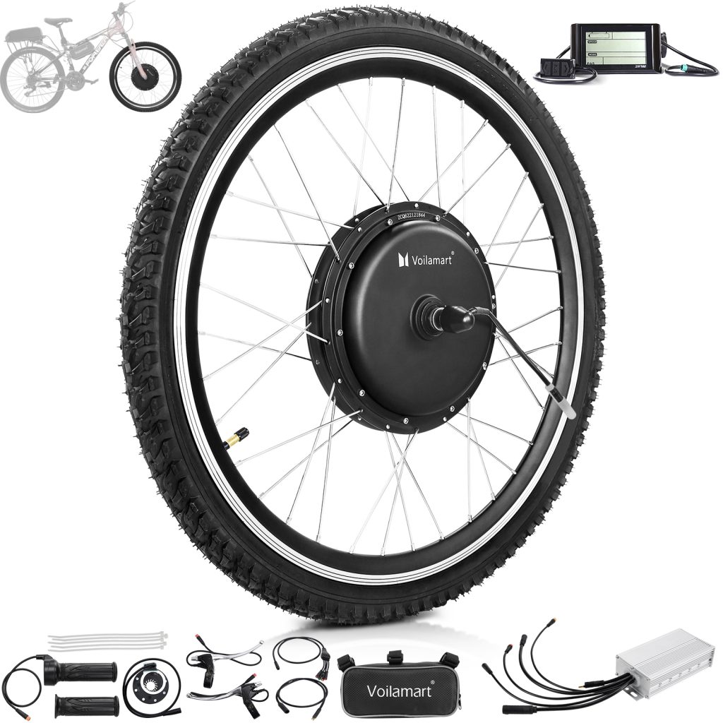 Voilamart Waterproof 48V 1000W 27.5" Front Wheel Electric Bicycle Conversion Kit with LCD Meter