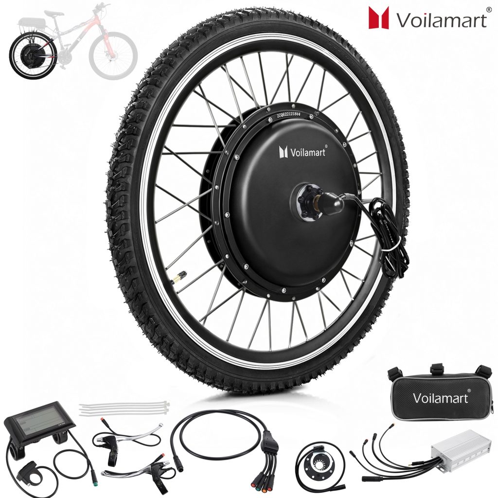 Voilamart 20" 48V 1000W Waterproof Electric Bike Bicycle Conversion Kit Rear Wheel LCD (Thumb Throttle)
