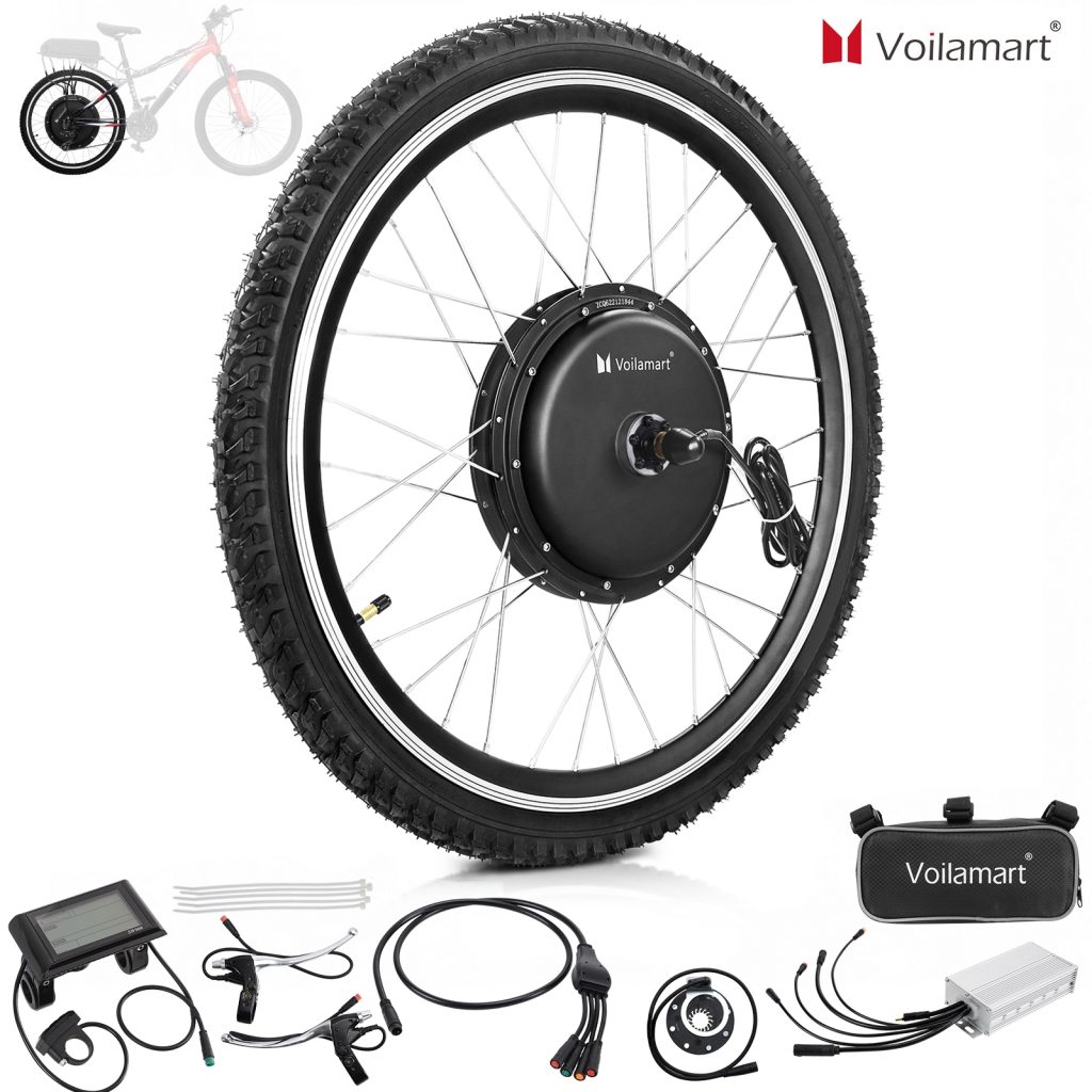 Voilamart 24" 48V 1000W Waterproof Electric Bike Bicycle Conversion Kit Rear Wheel LCD (Twist Throttle)